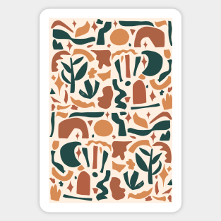 Vintage Aesthetic Minimalist Danish Pastel Abstract Terracotta Design Sticker